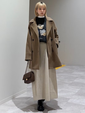 「アイテム（ピーコート）」を使った、松原さん（レディース・153cm）の秋コーディネート