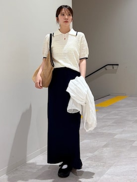 「リブスカート」｜松原さん（レディース・153cm）の夏コーディネート