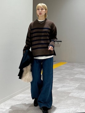 「SHIPS」｜「アイテム（スリッポン）」を使った、松原さん（レディース・153cm）の秋コーディネート