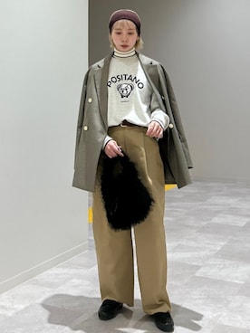 「アイテム（チノパンツ）」を使った、松原さん（レディース・153cm）の秋コーディネート