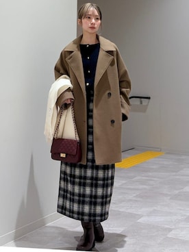 「アイテム（ピーコート）」を使った、松原さん（レディース・153cm）の冬コーディネート