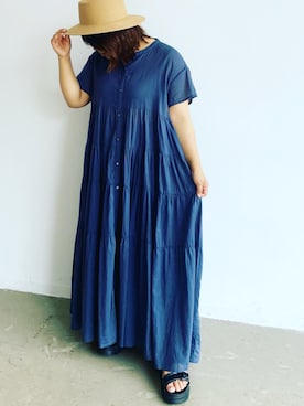 「Libra Cue（リブラ キュー）のアイテム（ワンピース）」を使った、enenkaさん（レディース・155cm）の夏コーディネート