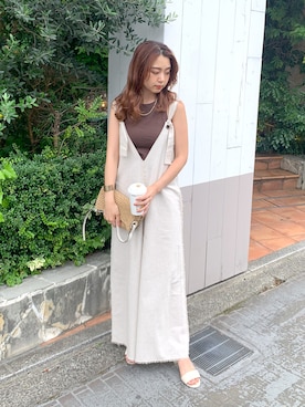 「natural couture（ナチュラルクチュール）のアイテム（オールインワン・サロペット）」を使った、NaNaMiさん（レディース・157cm）の夏コーディネート