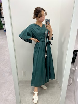 Web限定カラー有り インド綿カシュクールワンピースを使った人気ファッションコーディネート Wear