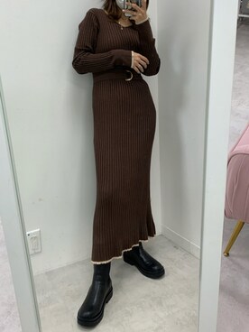 「ニットキャップ」｜「アイテム（ワンピース/ドレス）」を使った、NaNaMiさん（レディース・157cm）の秋コーディネート
