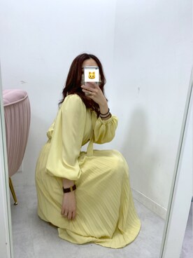 「イエローコーデ」｜「アイテム（その他）」を使った、NaNaMiさん（レディース・157cm）の冬コーディネート