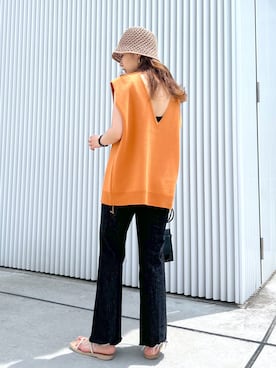 「フレアデニム」｜NaNaMiさん（レディース・157cm）の夏コーディネート