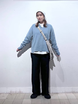 「アイテム（ニットキャップ/ビーニー、ホワイト系）」を使った、no23miさん（レディース・155cm）の秋コーディネート