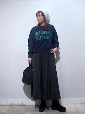 「アイテム（バングル/リストバンド）」を使った、no23miさん（レディース・155cm）の秋コーディネート