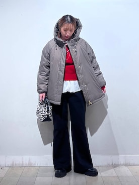 「GLOBAL WORK（グローバルワーク）のエアリュクスダウンフードブルゾン/495695（ダウンジャケット/コート）」を使った、no23miさん（レディース・155cm）の秋コーディネート