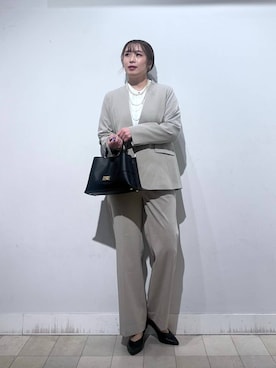 「GLOBAL WORK（グローバルワーク）のアイテム（ノーカラージャケット）」を使った、no23miさん（レディース・155cm）の春コーディネート