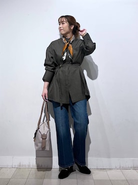 「アイテム（バンダナ/スカーフ）」を使った、no23miさん（レディース・155cm）の秋コーディネート