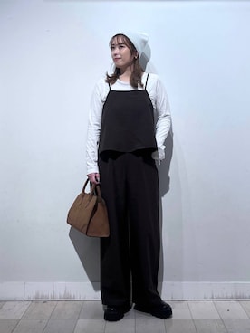 「アイテム（サロペット/オーバーオール）」を使った、no23miさん（レディース・155cm）の秋コーディネート