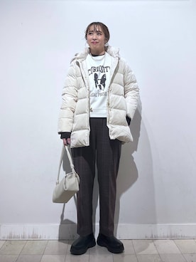 「GLOBAL WORK（グローバルワーク）のあったかウツクシルエットテーパードパンツ/575203（その他パンツ）」を使った、no23miさん（レディース・155cm）の秋コーディネート