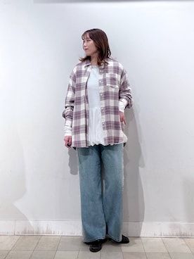 「GLOBAL WORK（グローバルワーク）のステンレスアソートサイズチョーカー/325801（ネックレス、シルバー系）」を使った、no23miさん（レディース）の秋コーディネート