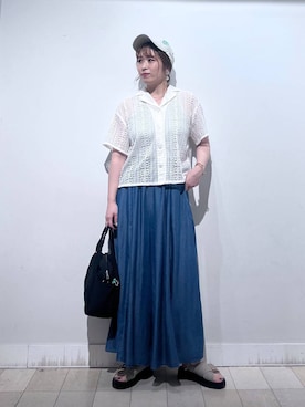 「アイテム（バングル/リストバンド）」を使った、no23miさん（レディース・155cm）の夏コーディネート