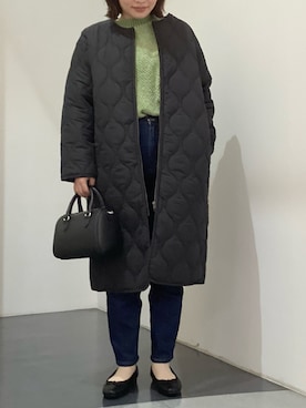 「Lugnoncure（ルノンキュール）のアイテム（ノーカラーコート）」を使った、ぬんさん（レディース・162cm）の冬コーディネート
