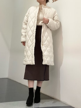 「綺麗めコーデ」｜「アイテム（ノーカラーコート）」を使った、ぬんさん（レディース・162cm）の冬コーディネート