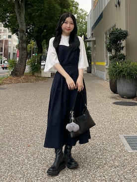 「アイテム（ワンピース）」を使った、yukaさん（レディース・153cm）の秋コーディネート