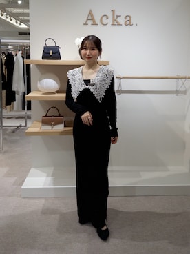 「Acka.のアイテム（ワンピース、ブラック系）」を使った、yukaさん（レディース・153cm）の春コーディネート