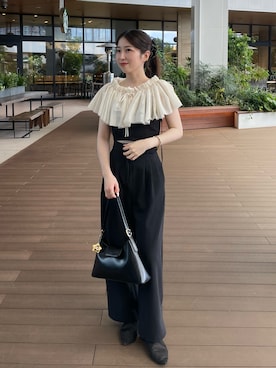 「Bab（バブ）のチュールフリルカラー（付け襟）」を使った、yukaさん（レディース・153cm・20代）の夏コーディネート