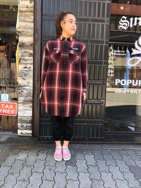 「AVIREX（アヴィレックス）のアイテム（シャツワンピース）」を使った、MameDaifukuさん（レディース・165cm）の秋コーディネート