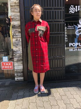 「AVIREX（アヴィレックス）のアイテム（シャツワンピース）」を使った、MameDaifukuさん（レディース・165cm）の秋コーディネート