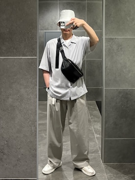 「アイテム（ボディバッグ/ウエストポーチ）」を使った、恵さん（メンズ・178cm）の夏コーディネート