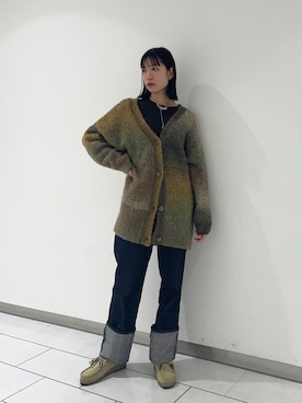 「アイテム（モカシン/デッキシューズ）」を使った、nonoさん（レディース・156cm）の冬コーディネート