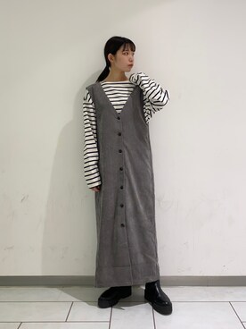 「kbf_ootd」｜「アイテム（ジャンパースカート）」を使った、nonoさん（レディース・156cm）の秋コーディネート