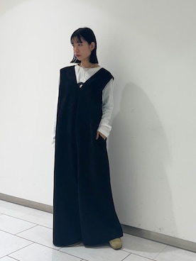 「ワラビーブーツ」｜「アイテム（オールインワン・サロペット）」を使った、nonoさん（レディース・156cm）の冬コーディネート