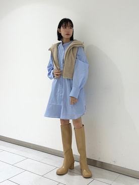 「秋冬」｜「アイテム（シャツワンピース）」を使った、nonoさん（レディース・156cm）の秋コーディネート