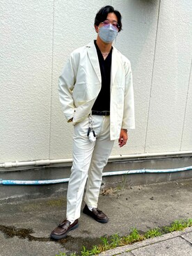 「韓国コーデ」｜「アイテム（セットアップ）」を使った、onipさん（メンズ・175cm）の夏コーディネート