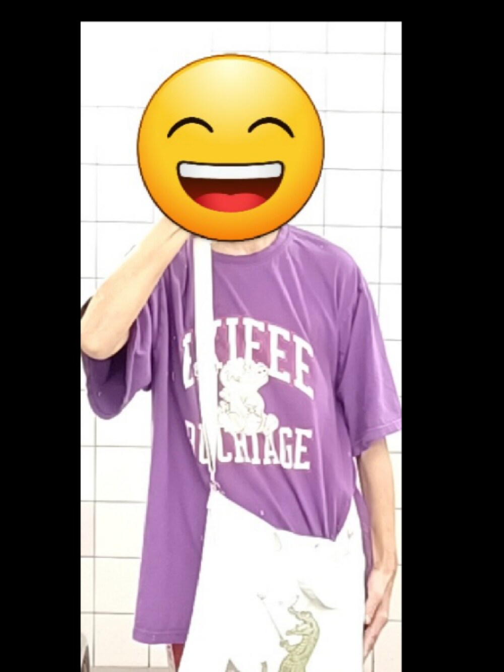 「EXIEEE着回しチャレンジ、EXIEEE、EXIT」｜「EXIEEEのキャラカレッジプリントT（Tシャツ/カットソー、パープル系）」を使った、🐊こゆい🦄さん（レディース・160cm）の秋コーディネートの1枚目の写真
