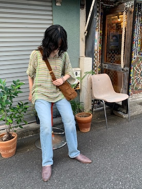 「70s」｜「アイテム（スリッポン）」を使った、niiさん（レディース・164cm）の秋コーディネート