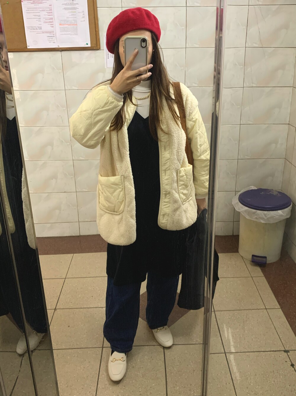 「ootd、153cm」｜「H&Mのアイテム（ハンチング/ベレー帽、レッド系）」を使った、BelaLaさん（レディース・153cm）の冬コーディネートの1枚目の写真