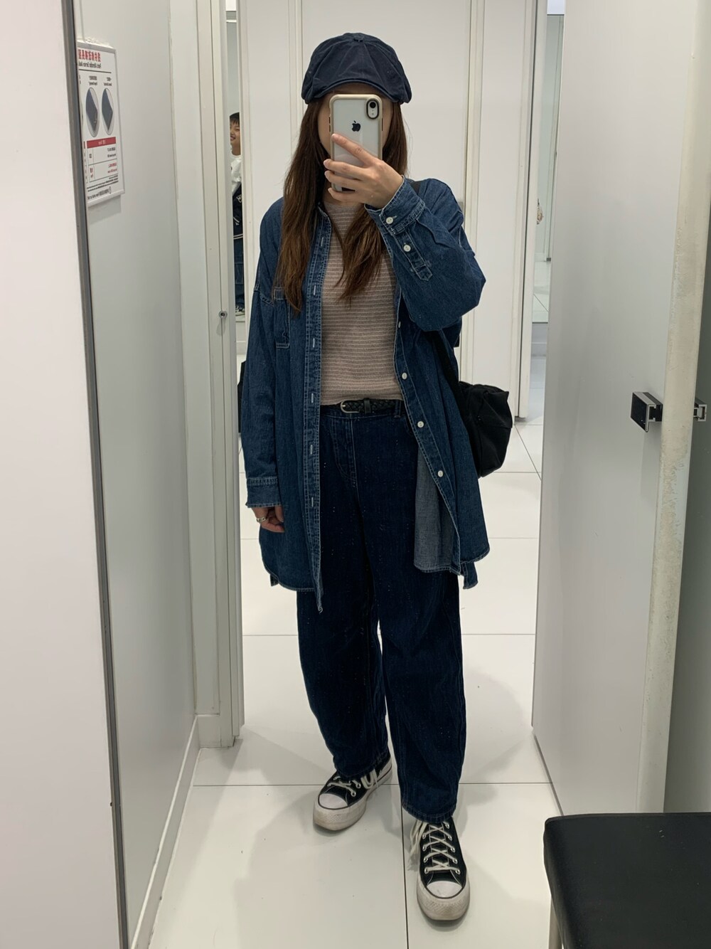 「ootd、153cm」｜「no brandのアイテム（キャスケット、ブルー系）」を使った、BelaLaさん（レディース・153cm）の冬コーディネートの1枚目の写真