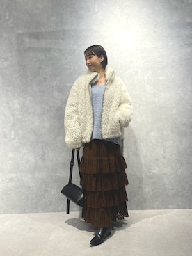 「アイテム（ジャケット/アウター）」を使った、鈴ゆりかさん（レディース・157cm）の冬コーディネート