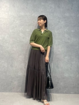 「アイテム（タンクトップ）」を使った、鈴ゆりかさん（レディース・157cm）の秋コーディネート