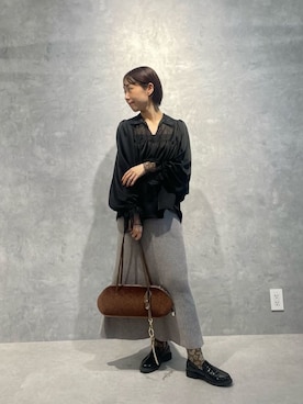 「NANO universe（ナノユニバース）のアイテム（スカート）」を使った、鈴ゆりかさん（レディース・157cm）の秋コーディネート