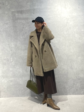 「アイテム（ジャケット/アウター）」を使った、鈴ゆりかさん（レディース・157cm）の冬コーディネート