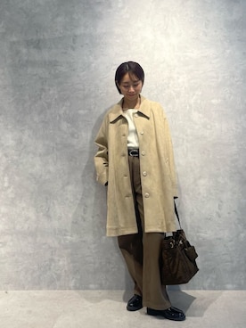 「アイテム（ステンカラーコート）」を使った、鈴ゆりかさん（レディース・157cm）の秋コーディネート