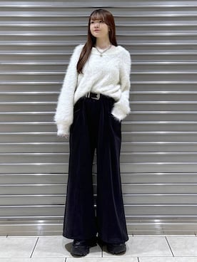 「PAGEBOY（ページボーイ）のプラットチャンキースニーカー【3サイズ展開・軽量】（スニーカー、ブラック系）」を使った、mizukiさん（レディース・156cm）の冬コーディネート