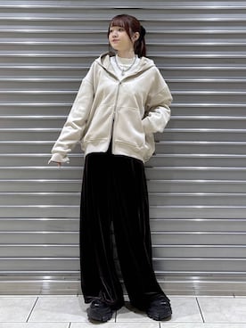 「アイテム（パーカー）」を使った、mizukiさん（レディース・157cm・20代）の冬コーディネート