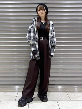 「アイテム（ハンチング/ベレー帽）」を使った、mizukiさん（レディース・157cm・20代）の秋コーディネート