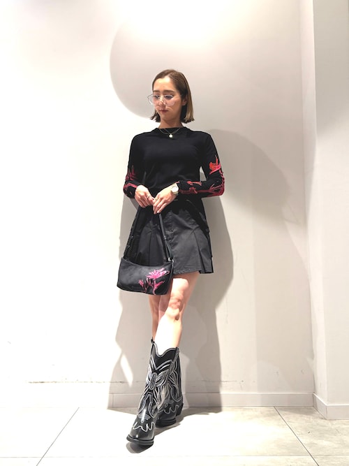 JOLENECOWBOYBLACKREPR レザーウェスタンブーツミドルハーフ（ブーツ