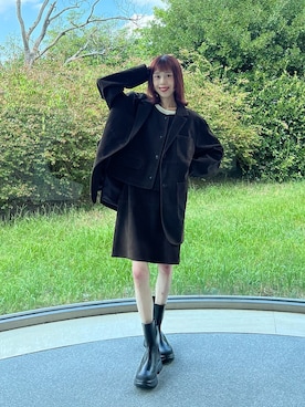 「ミニスカート」｜「アイテム（その他アウター）」を使った、古木　千尋さん（レディース・152cm）の秋コーディネート