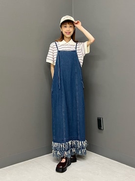 「キャミワンピース」｜「アイテム（帽子）」を使った、古木　千尋さん（レディース・152cm）の秋コーディネート