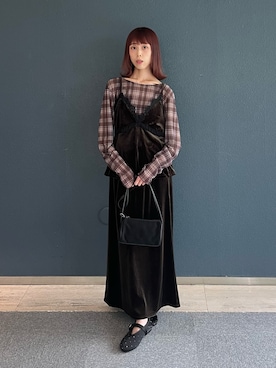 「KBF（ケイビーエフ）のアイテム（セットアップ）」を使った、古木　千尋さん（レディース・152cm）の秋コーディネート