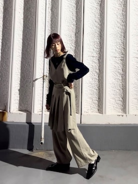 「KBF（ケイビーエフ）のシアーベロアシャーリングスリーブトップス（Tシャツ/カットソー）」を使った、古木　千尋さん（レディース・152cm）の秋コーディネート